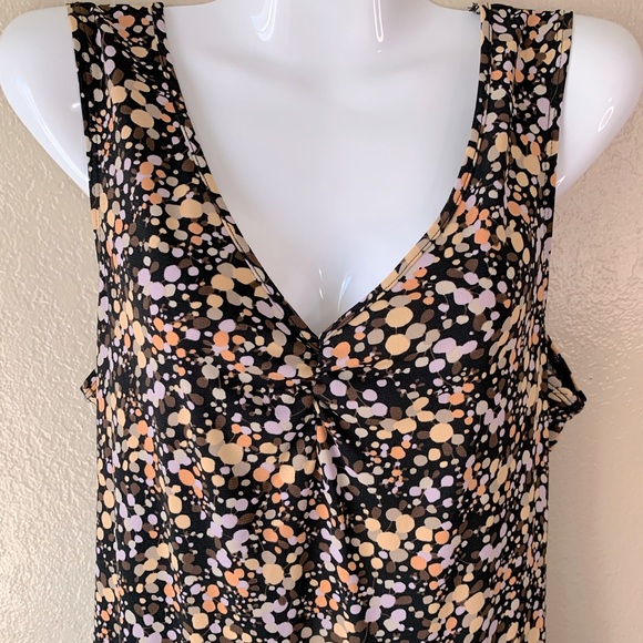 Max & Cleo Floral Artsy Fairy Asymmetrical Hem Drop Waist Midi Dress Size L - Picture 4 of 8